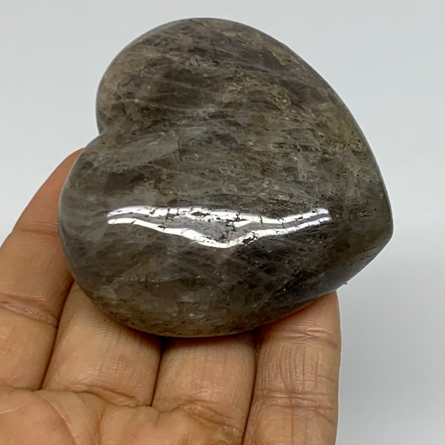 0.27 lbs, 2.3"x2.5"x0.9", Black Moonstone Heart Polished Crystal Decor, B37849
