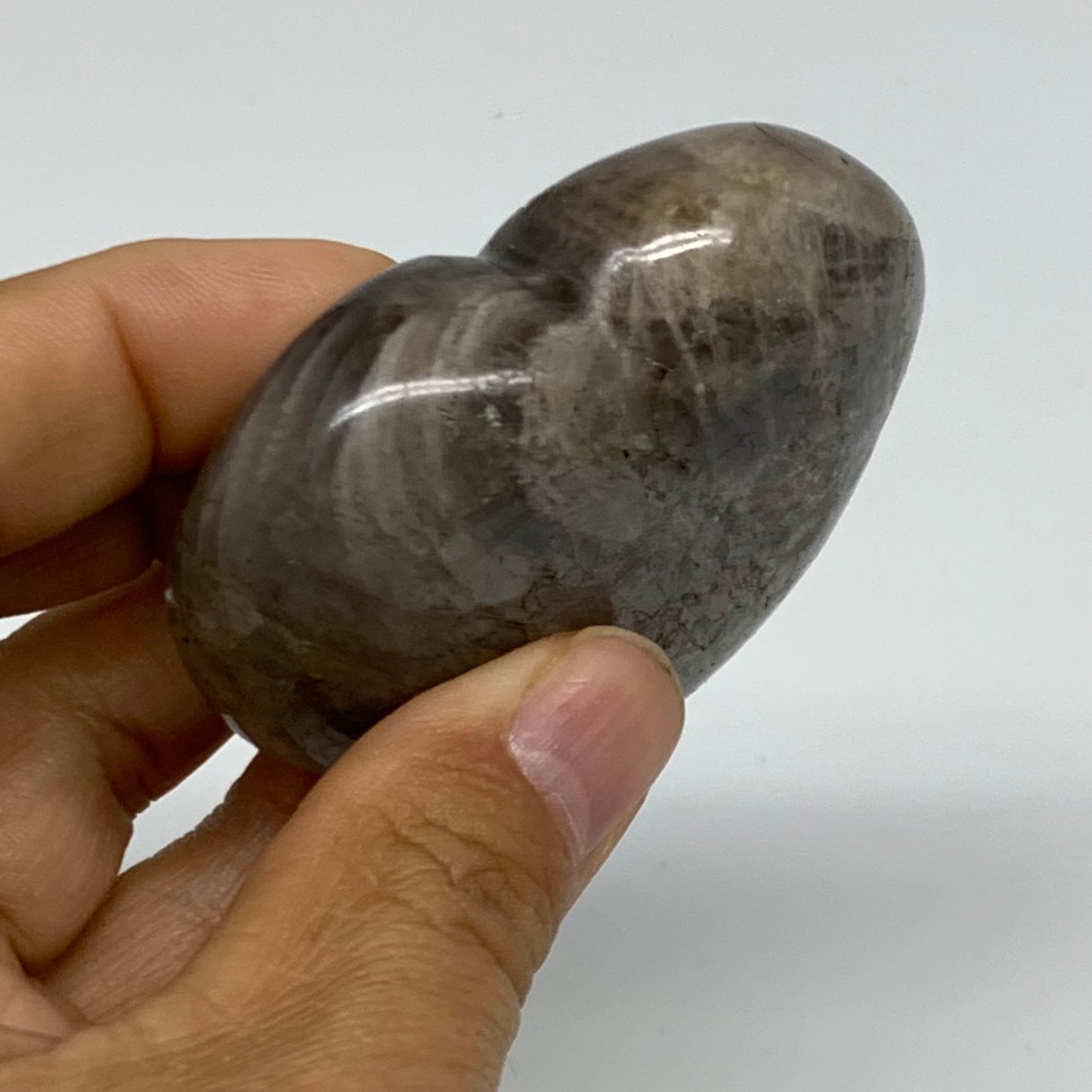 0.27 lbs, 2.3"x2.5"x0.9", Black Moonstone Heart Polished Crystal Decor, B37849