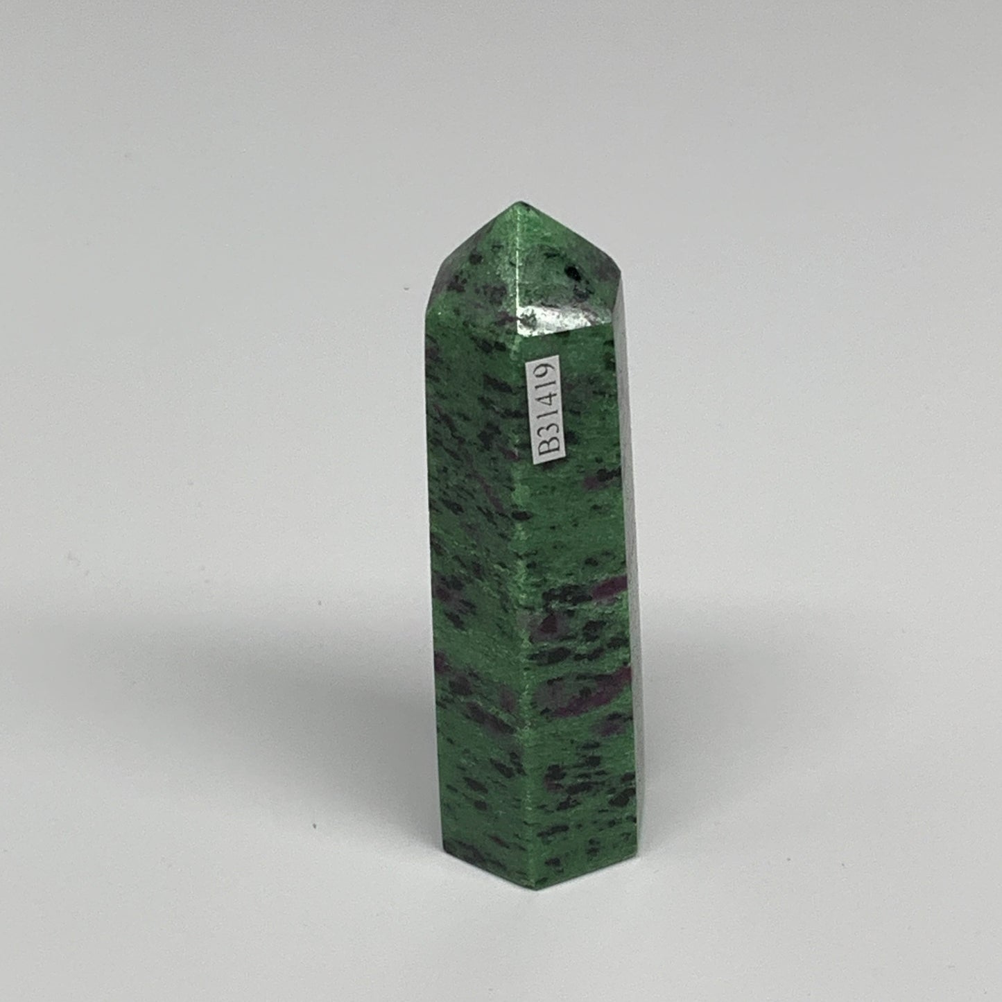 137.2g, 3.5"x1", Natural Ruby Zoisite Tower Point Obelisk @India, B31419