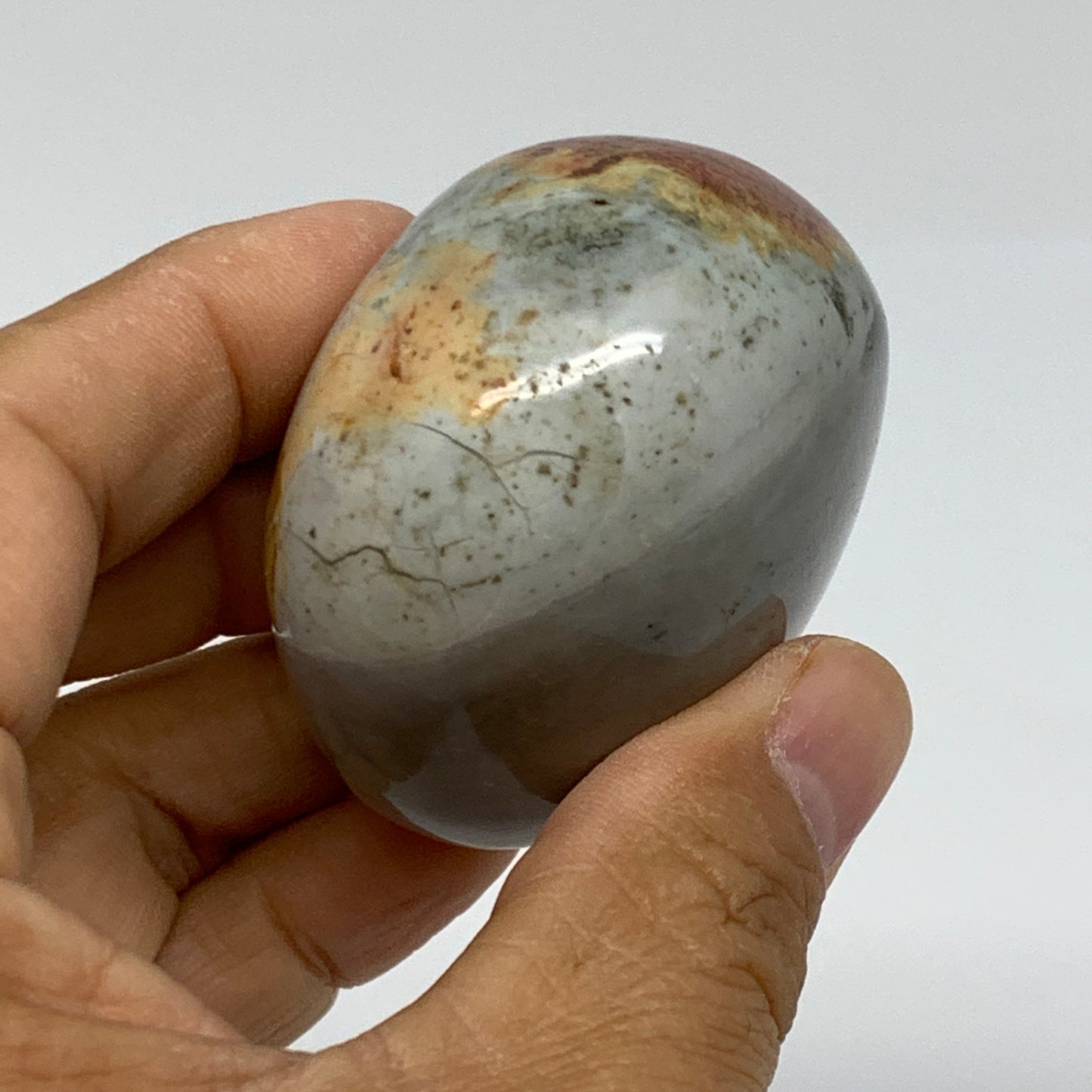 127.1g, 2.1"x2"x1.5", Polychrome Jasper Palm-Stone Crystal, B37008