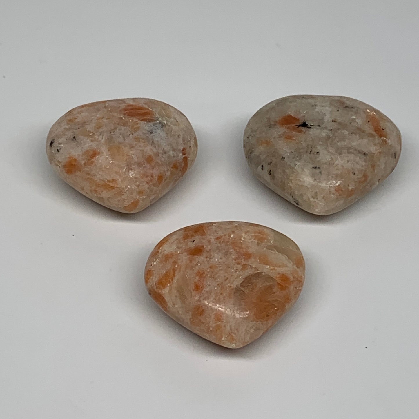 208g,1.7"-1.8", 3pcs, Sunstone Heart Polished Healing Crystal, B34805