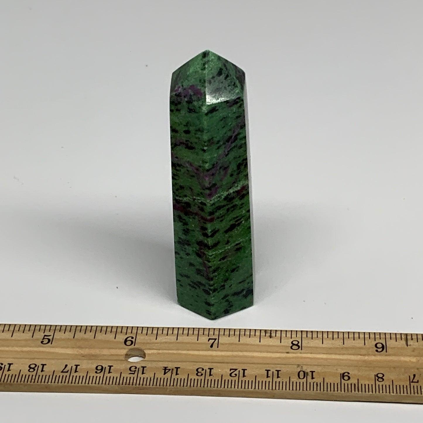 137.2g, 3.5"x1", Natural Ruby Zoisite Tower Point Obelisk @India, B31419