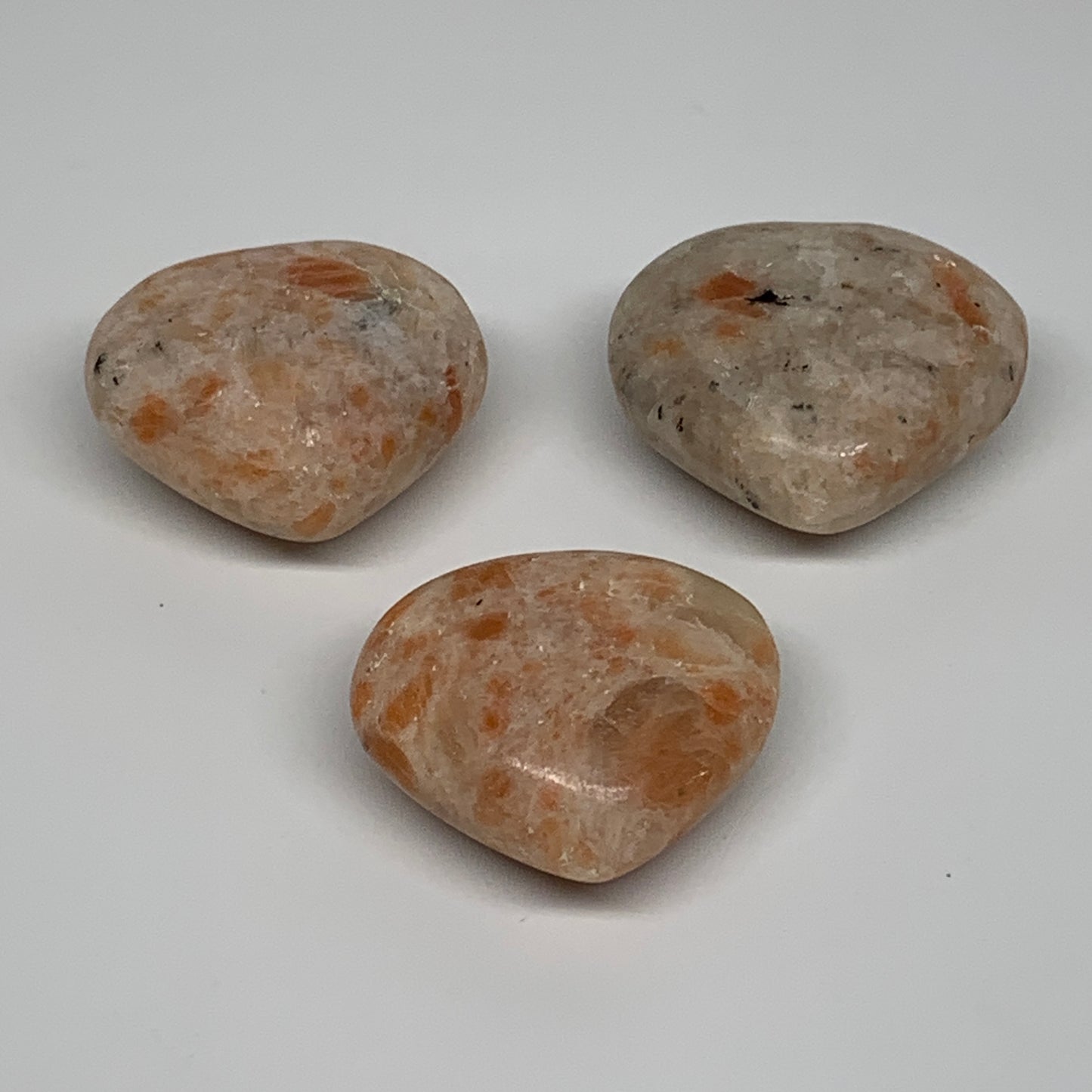 208g,1.7"-1.8", 3pcs, Sunstone Heart Polished Healing Crystal, B34805