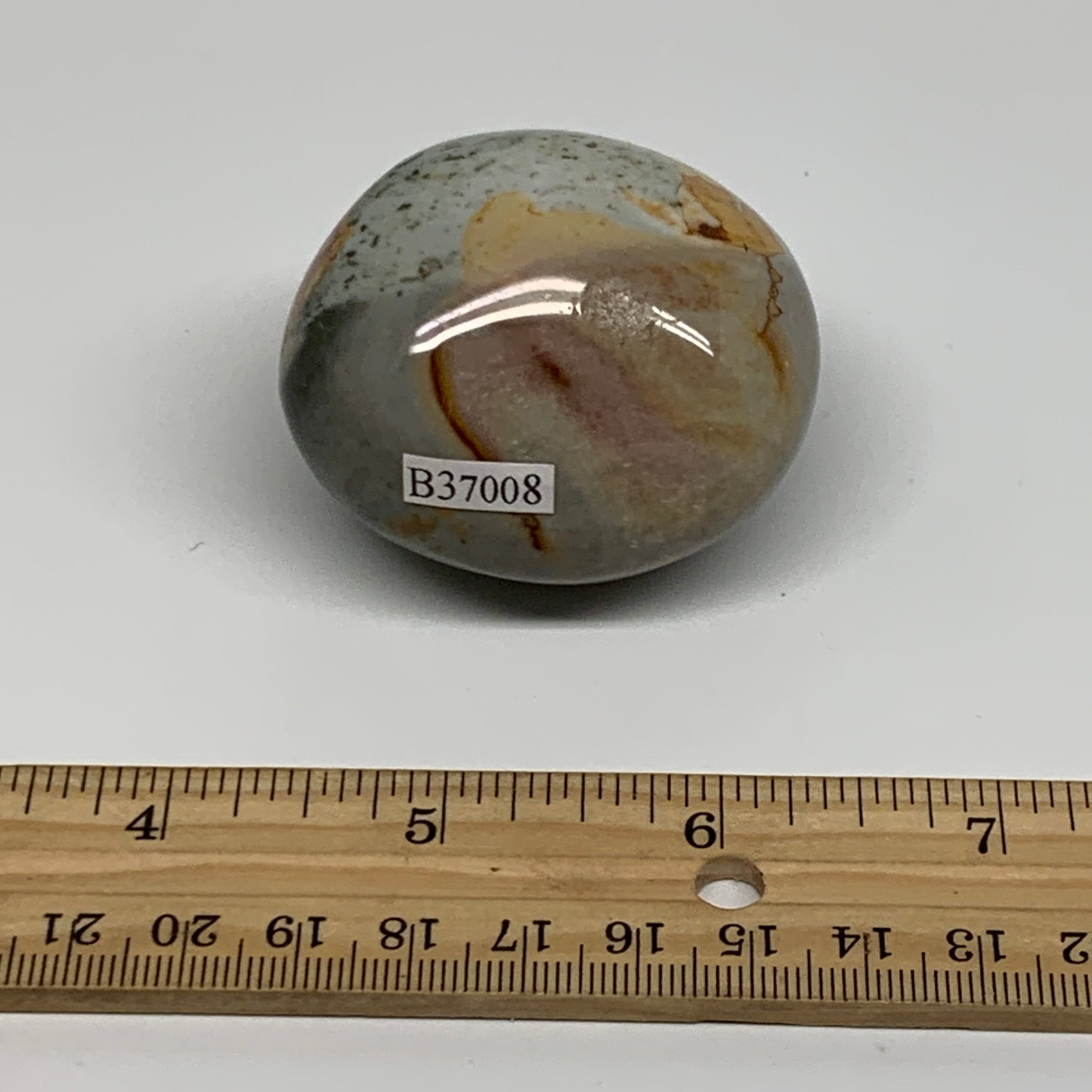 127.1g, 2.1"x2"x1.5", Polychrome Jasper Palm-Stone Crystal, B37008