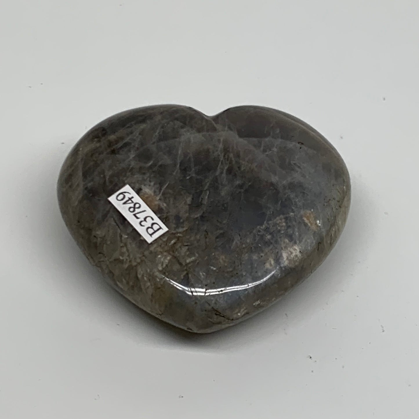 0.27 lbs, 2.3"x2.5"x0.9", Black Moonstone Heart Polished Crystal Decor, B37849