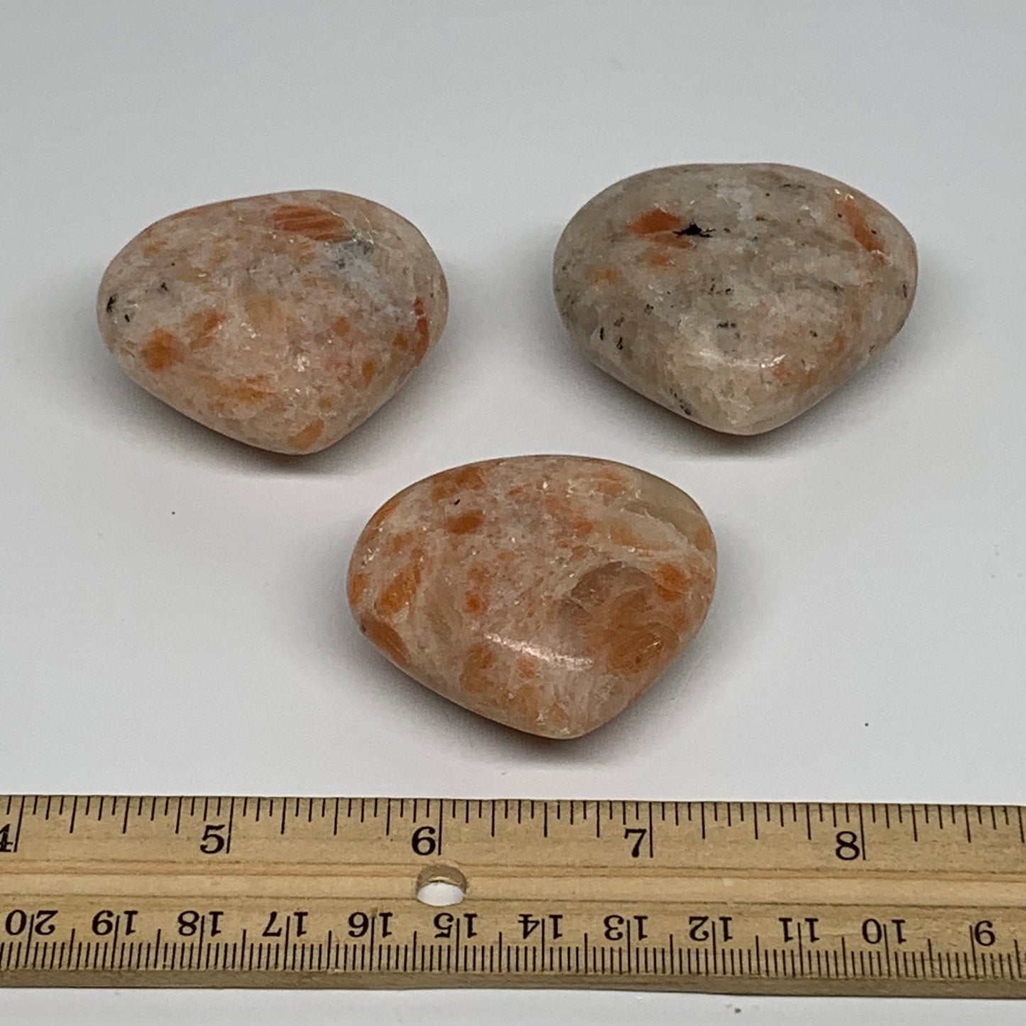 208g,1.7"-1.8", 3pcs, Sunstone Heart Polished Healing Crystal, B34805