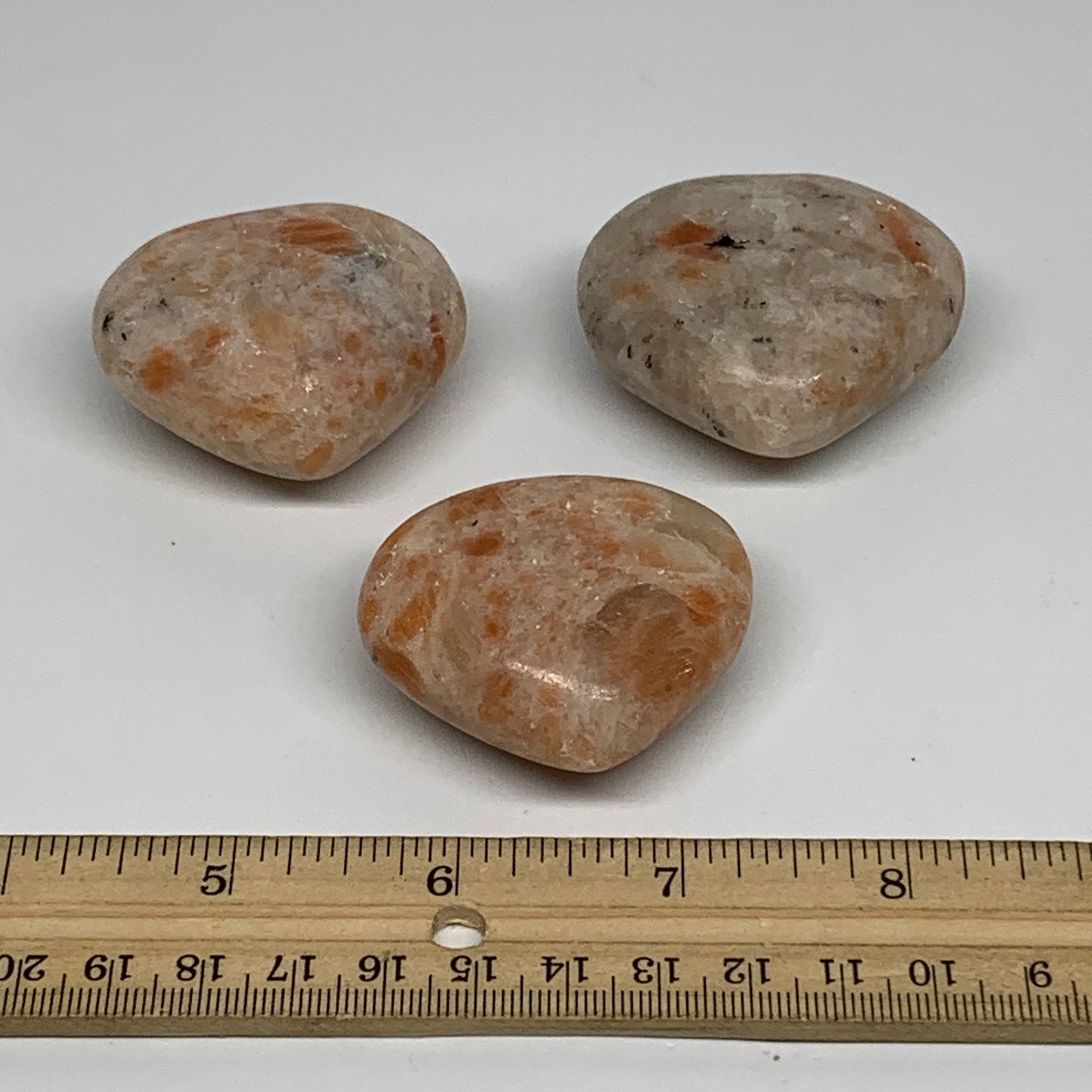208g,1.7"-1.8", 3pcs, Sunstone Heart Polished Healing Crystal, B34805