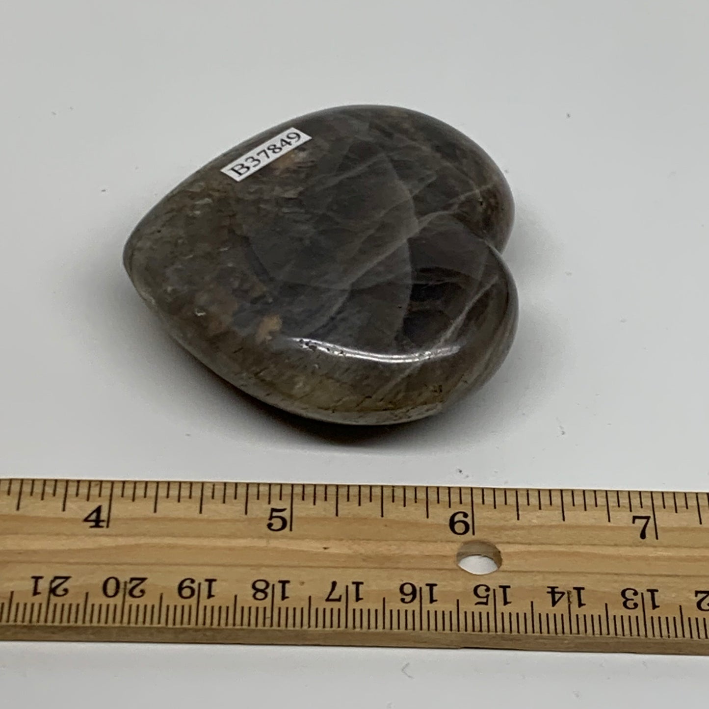 0.27 lbs, 2.3"x2.5"x0.9", Black Moonstone Heart Polished Crystal Decor, B37849