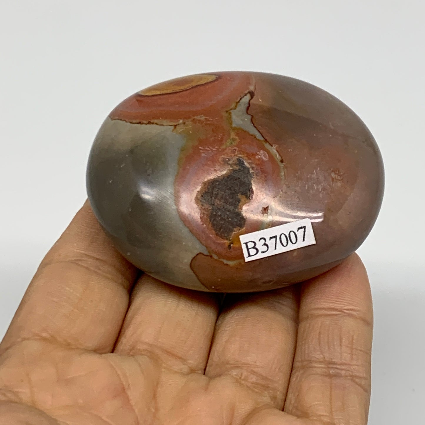 118.3g, 2.4"x2"x1.1", Polychrome Jasper Palm-Stone Crystal, B37007