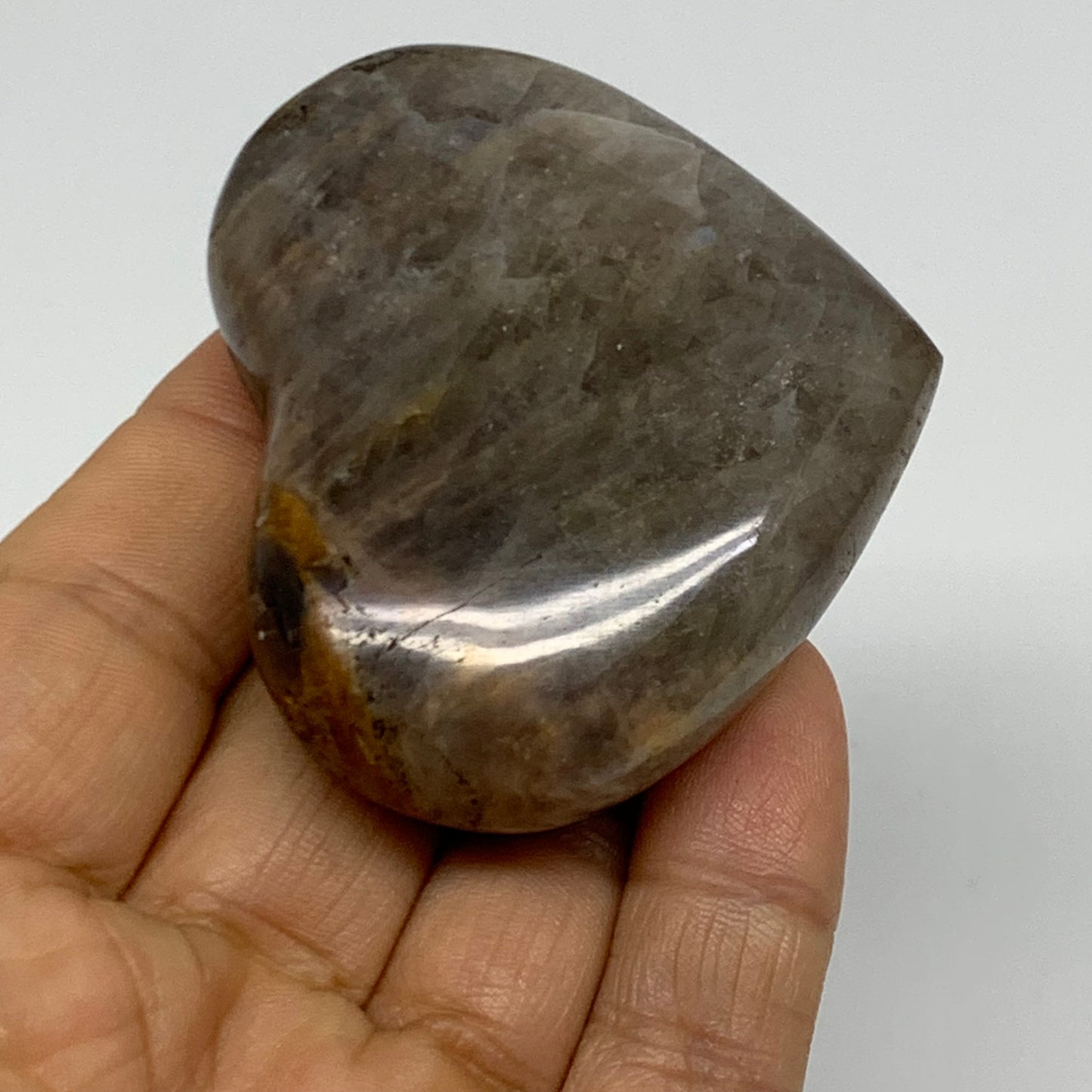 0.20 lbs, 2"x2.4"x0.9", Black Moonstone Heart Polished Crystal Decor, B37850