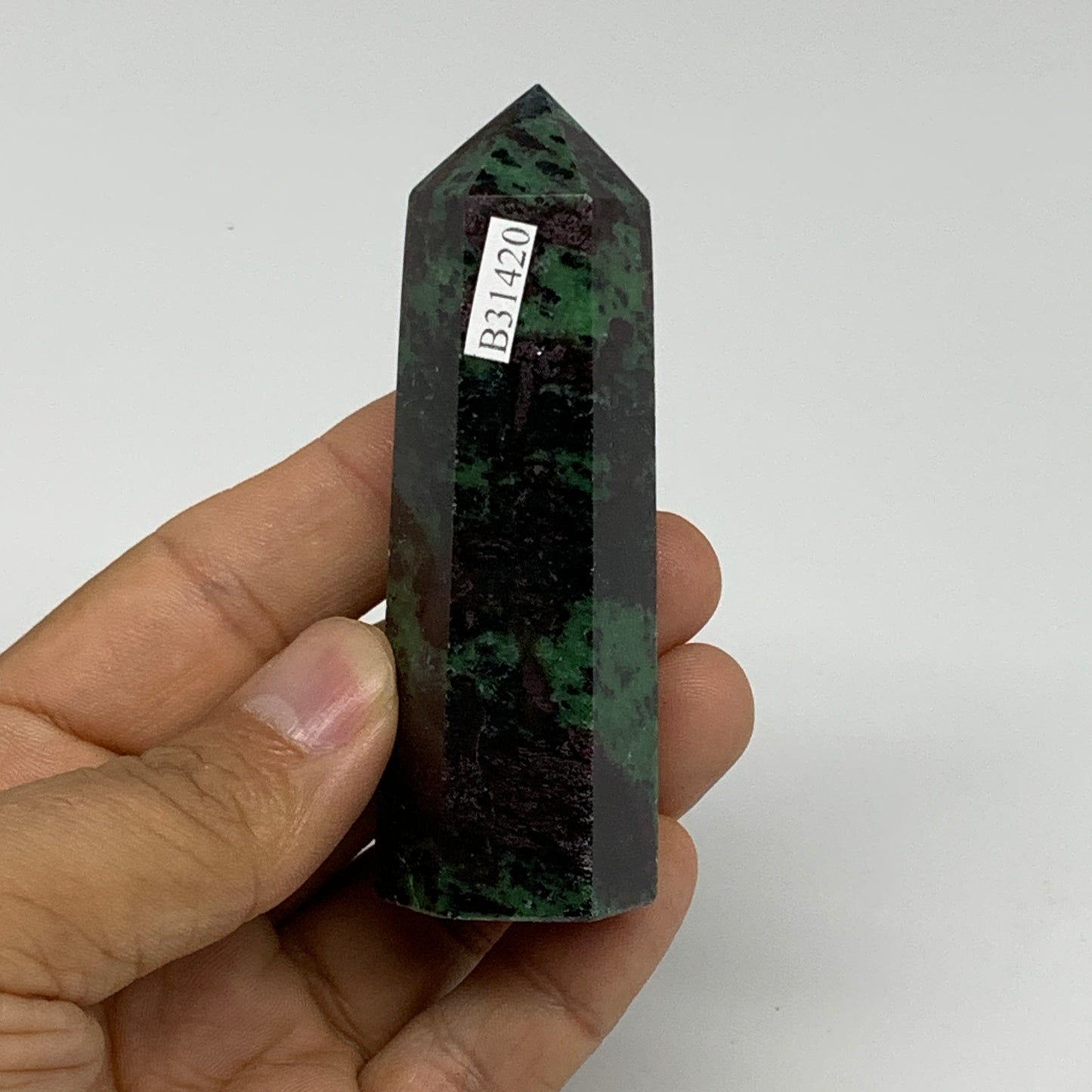 106.8g, 3.2"x1", Natural Ruby Zoisite Tower Point Obelisk @India, B31420