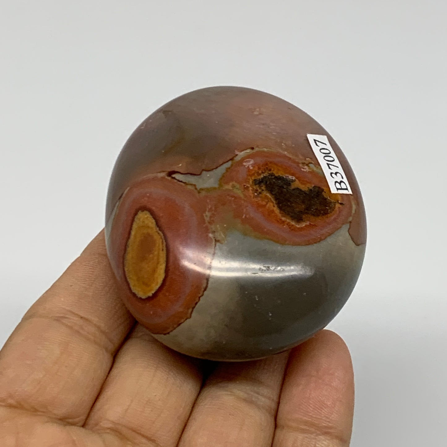 118.3g, 2.4"x2"x1.1", Polychrome Jasper Palm-Stone Crystal, B37007