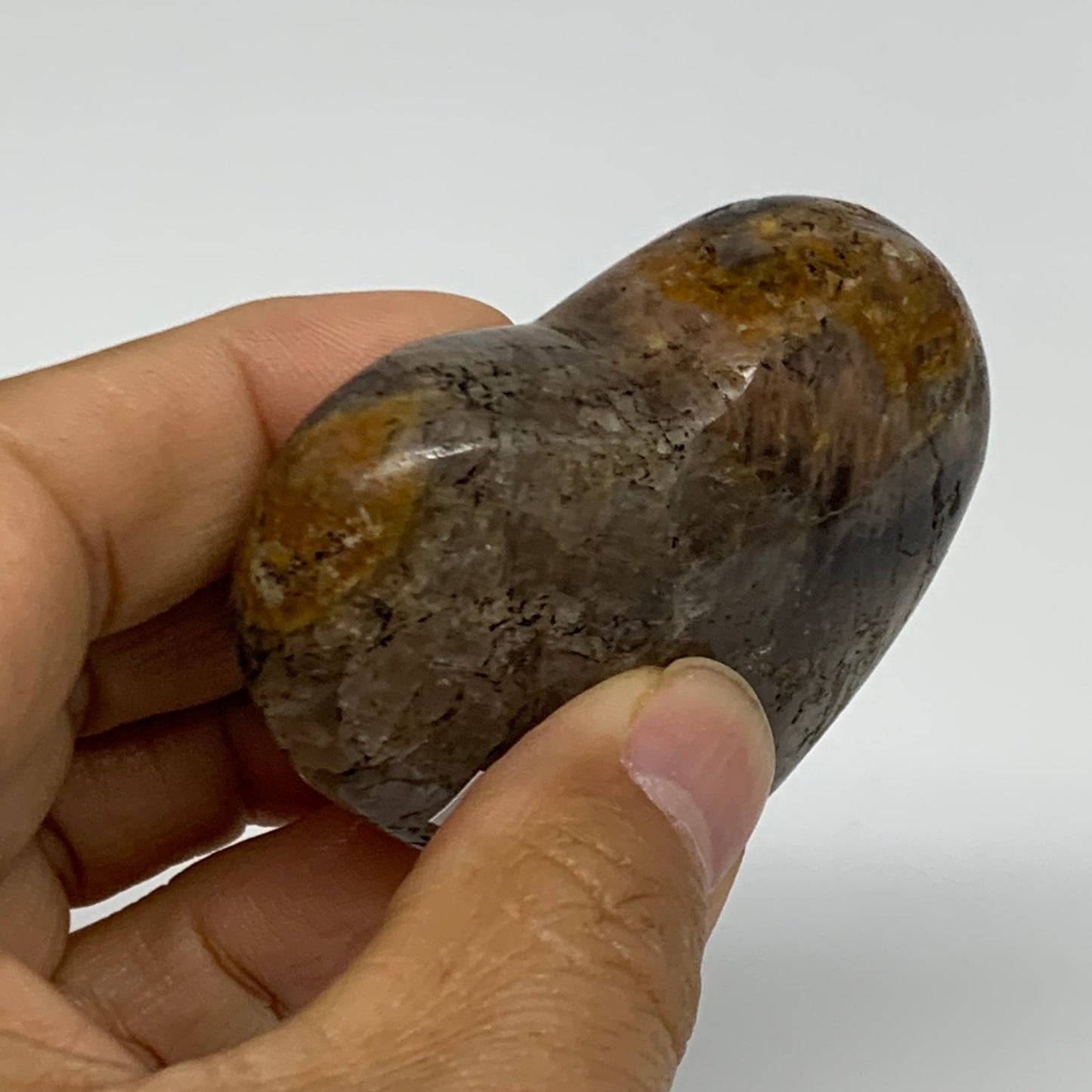 0.20 lbs, 2"x2.4"x0.9", Black Moonstone Heart Polished Crystal Decor, B37850