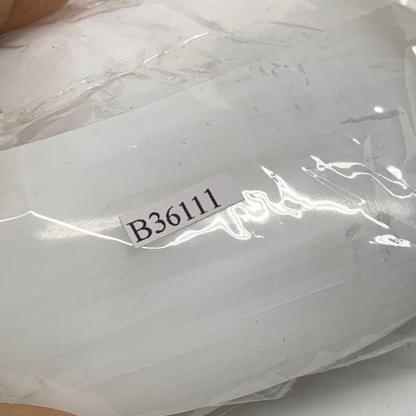 0.59 lbs, 3.9"x2.9"x1.2", White Selenite Palmstone Crystal Pillow Reiki, B36111