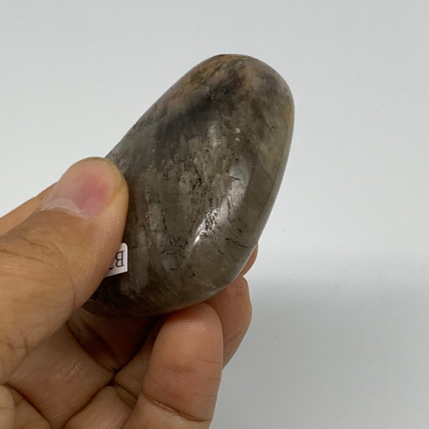 0.20 lbs, 2"x2.4"x0.9", Black Moonstone Heart Polished Crystal Decor, B37850