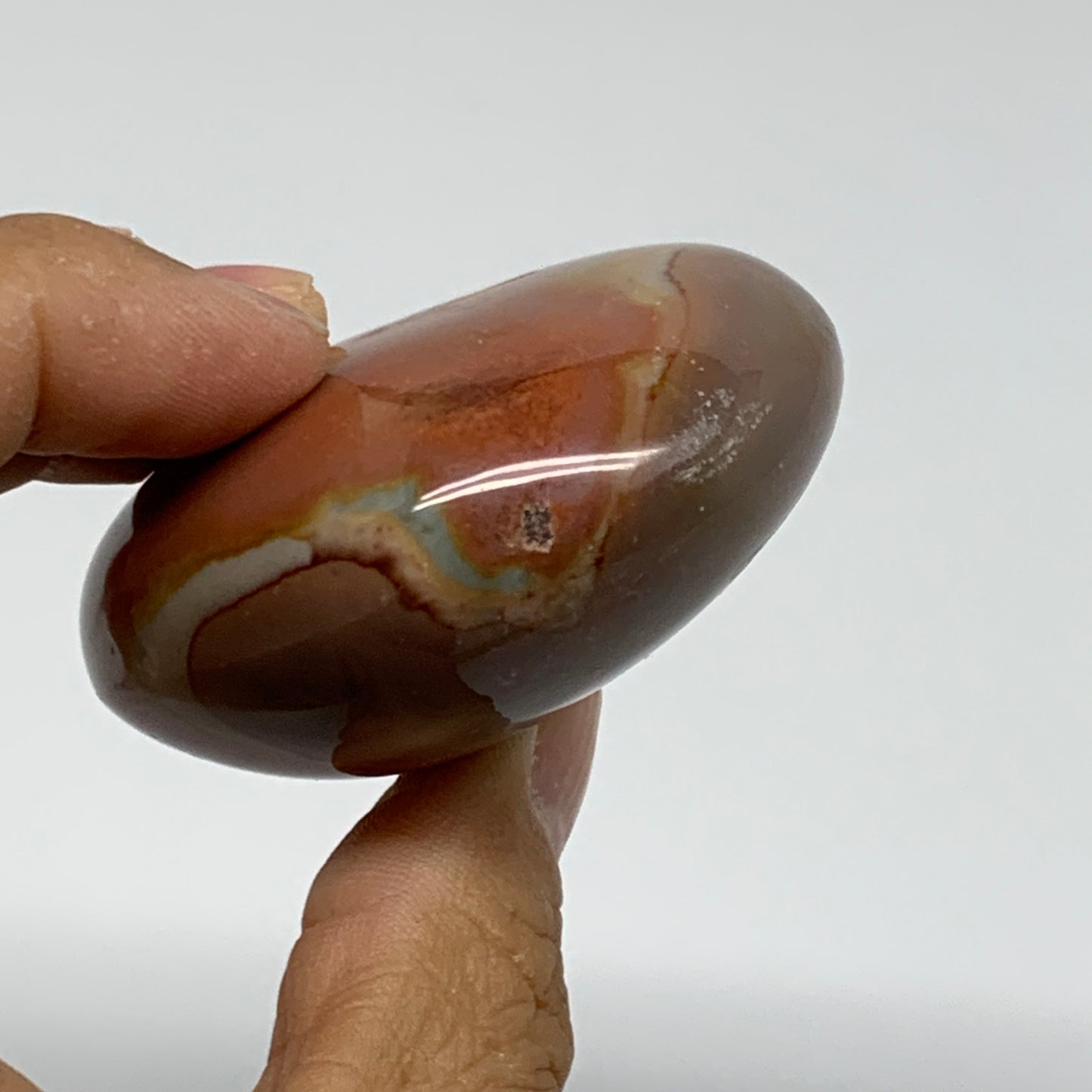 118.3g, 2.4"x2"x1.1", Polychrome Jasper Palm-Stone Crystal, B37007