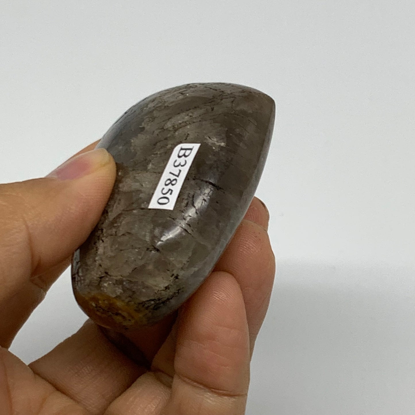 0.20 lbs, 2"x2.4"x0.9", Black Moonstone Heart Polished Crystal Decor, B37850