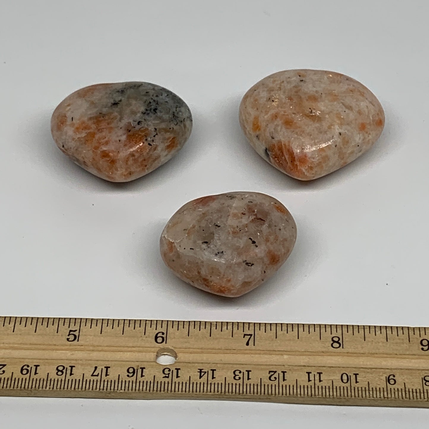 173.2g,1.4"-1.8", 3pcs, Sunstone Heart Polished Healing Crystal, B34806