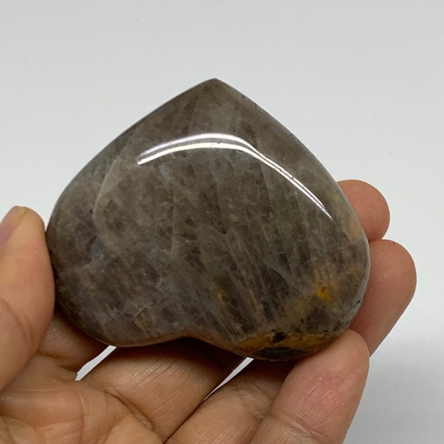 0.20 lbs, 2"x2.4"x0.9", Black Moonstone Heart Polished Crystal Decor, B37850