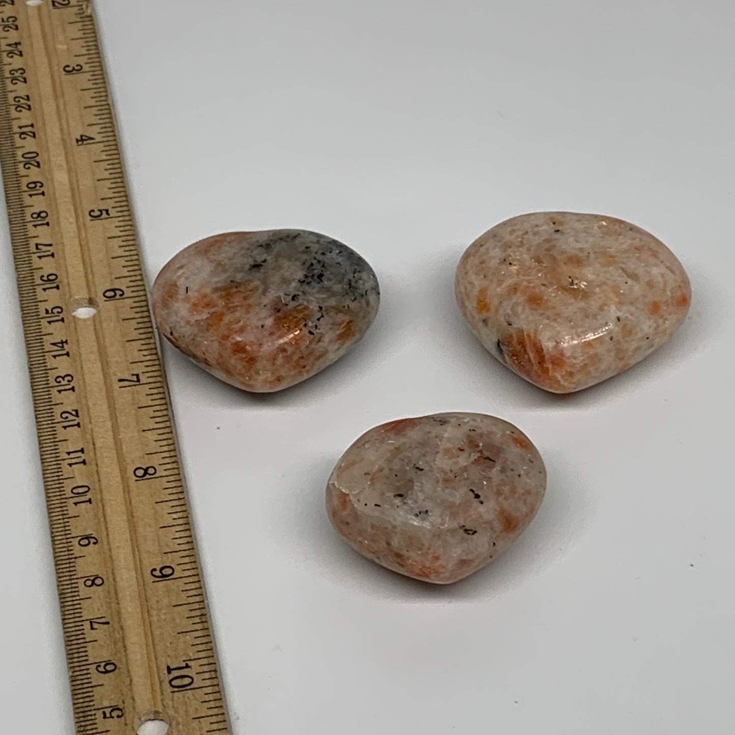 173.2g,1.4"-1.8", 3pcs, Sunstone Heart Polished Healing Crystal, B34806