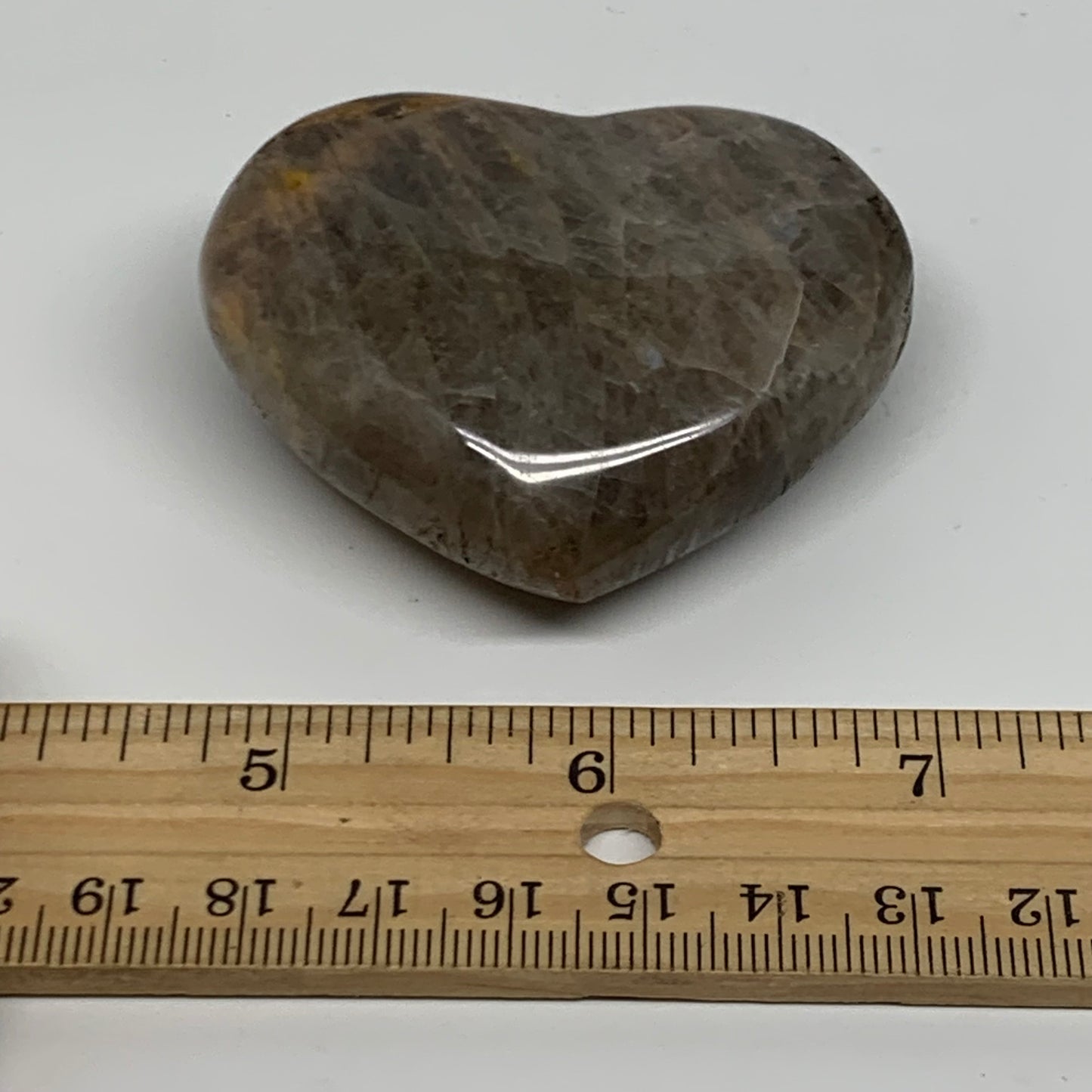 0.20 lbs, 2"x2.4"x0.9", Black Moonstone Heart Polished Crystal Decor, B37850