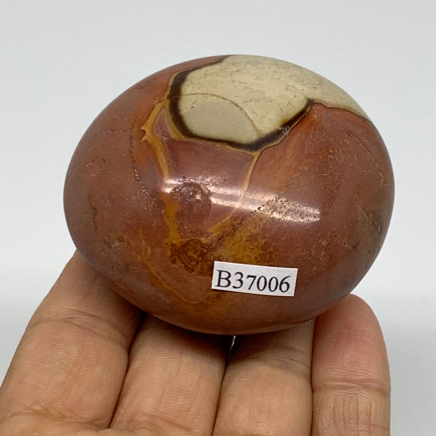 143.4g, 2.4"x2.2"x1.4", Polychrome Jasper Palm-Stone Crystal, B37006