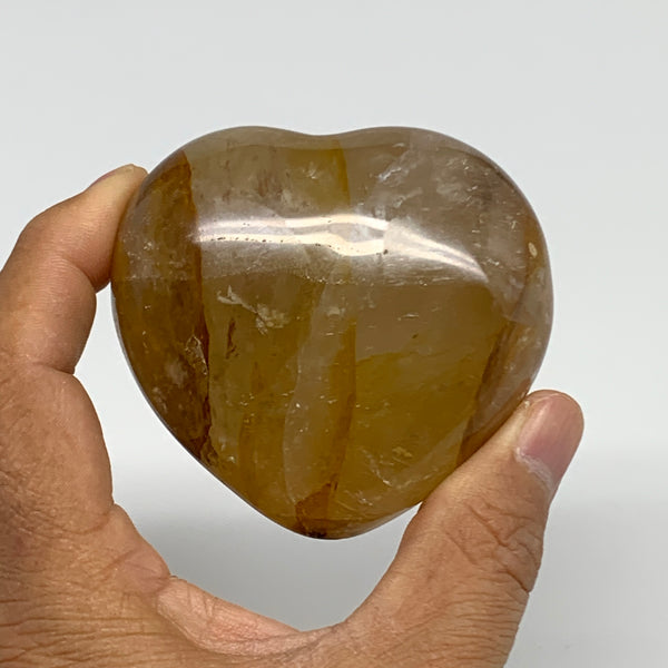 228g, 2.4"x2.7"x1.4" Yellow Healing Quartz Heart Crystal @Madagascar, B30580