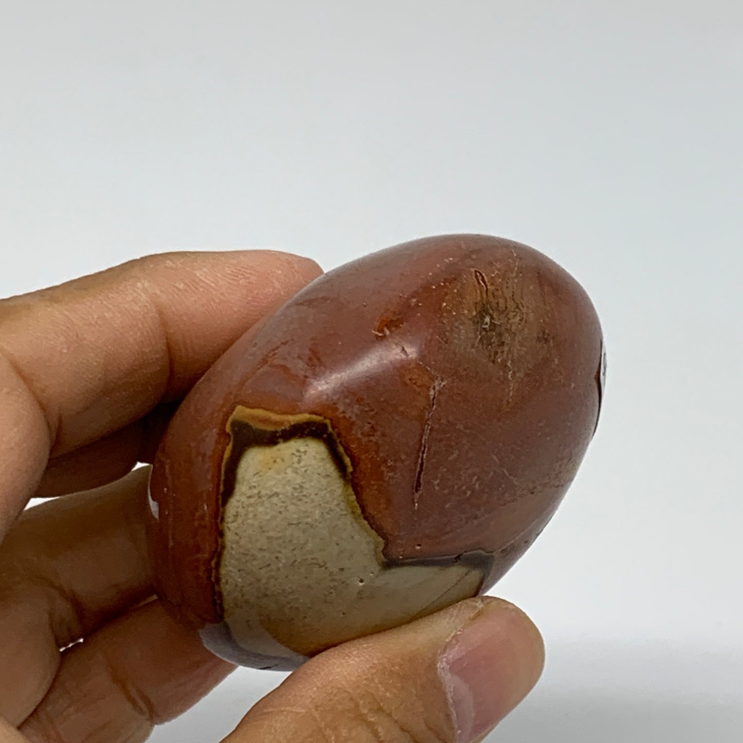 143.4g, 2.4"x2.2"x1.4", Polychrome Jasper Palm-Stone Crystal, B37006