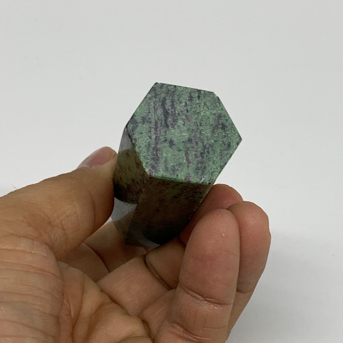 118.6g, 3.3"x0.9", Natural Ruby Zoisite Tower Point Obelisk @India, B31421