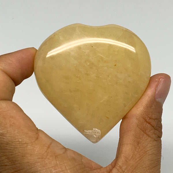 102.1g,2.2"x2.2"x0.8" Natural Yellow Aventurine Heart Crystal Stone @India, B283