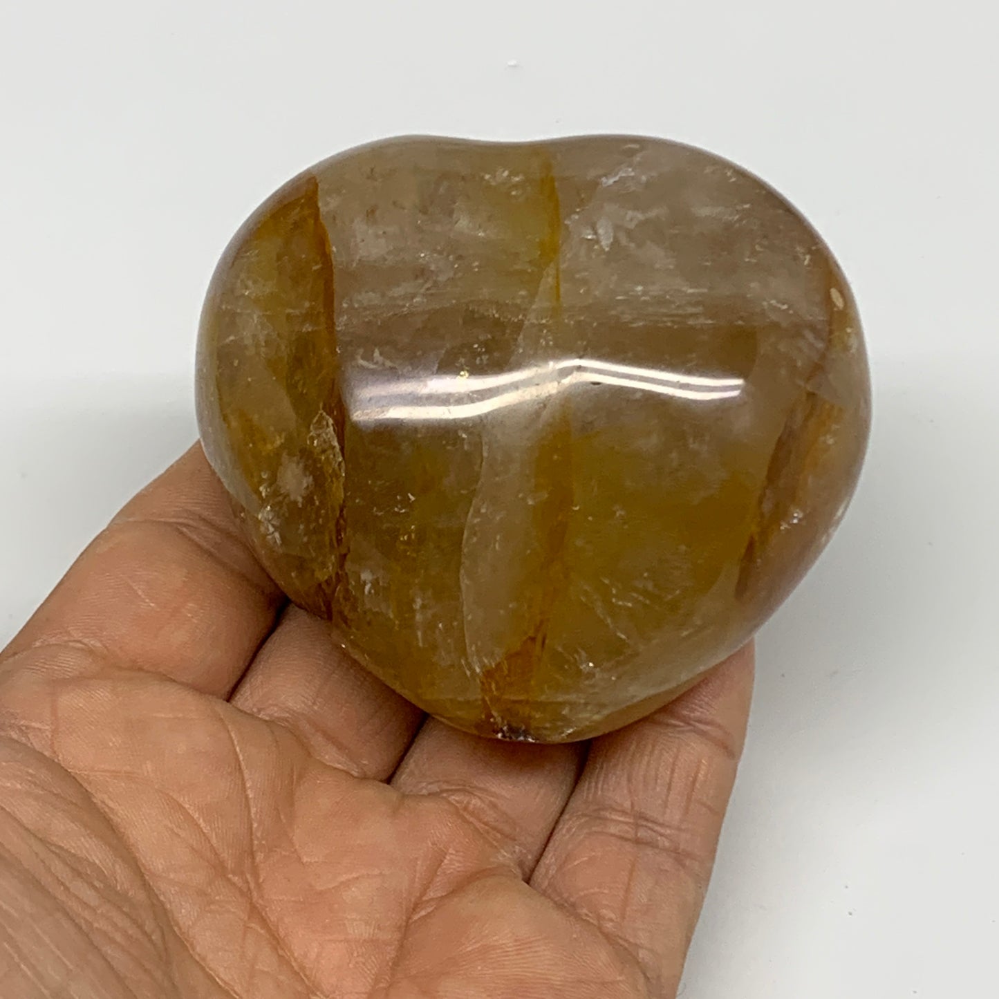 228g, 2.4"x2.7"x1.4" Yellow Healing Quartz Heart Crystal @Madagascar, B30580
