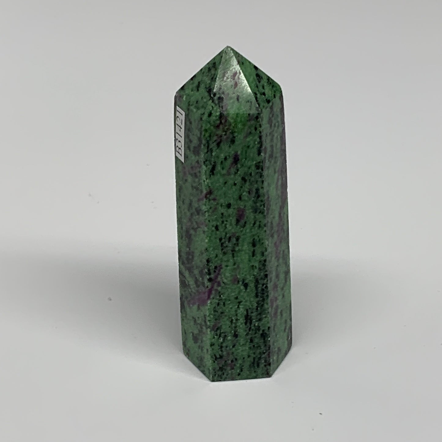 118.6g, 3.3"x0.9", Natural Ruby Zoisite Tower Point Obelisk @India, B31421