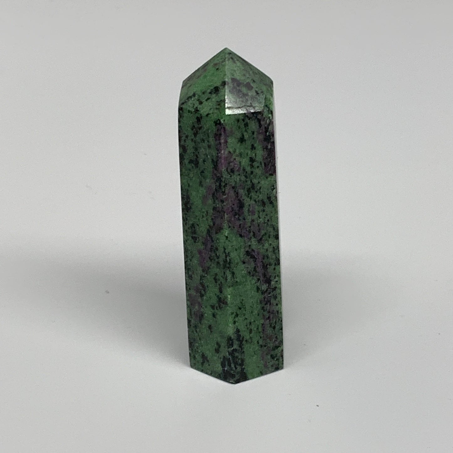 118.6g, 3.3"x0.9", Natural Ruby Zoisite Tower Point Obelisk @India, B31421