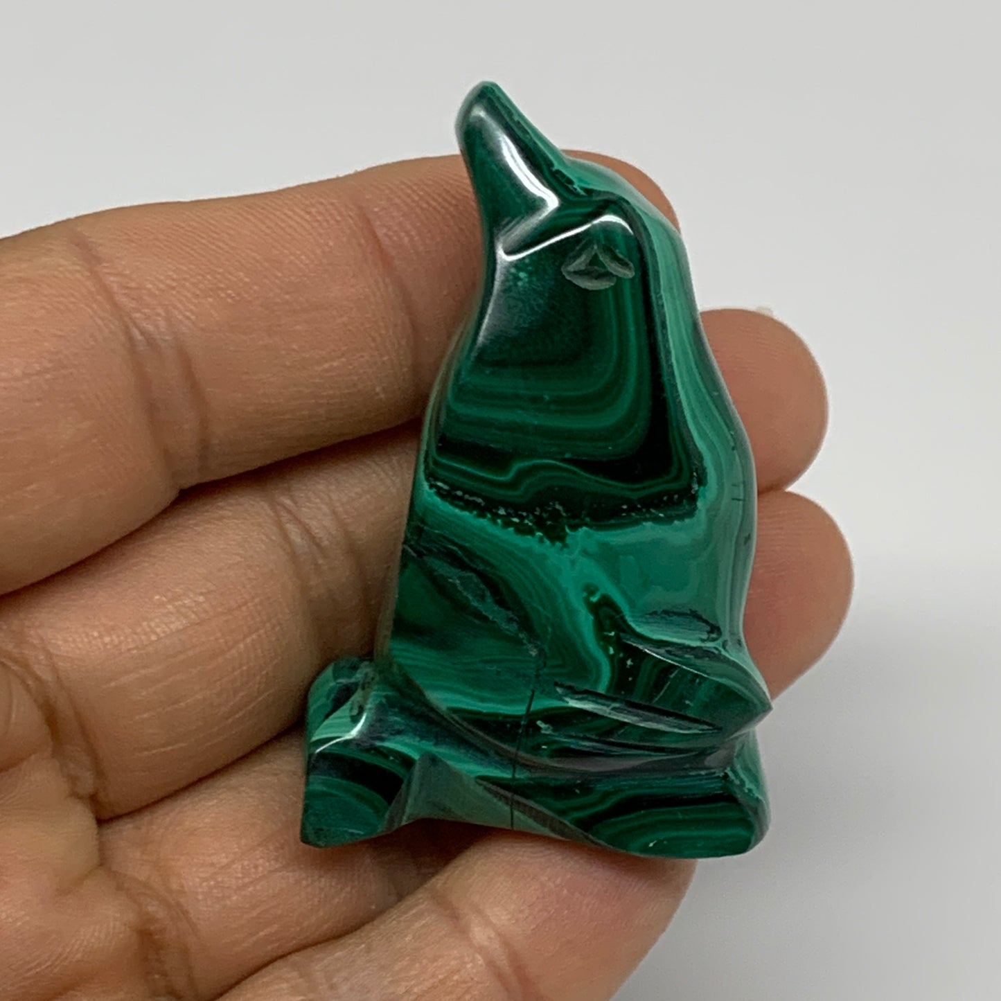 47.2g, 1.9"x1.2"x0.6" Natural Solid Malachite Penguin Figurine @Congo, B32728