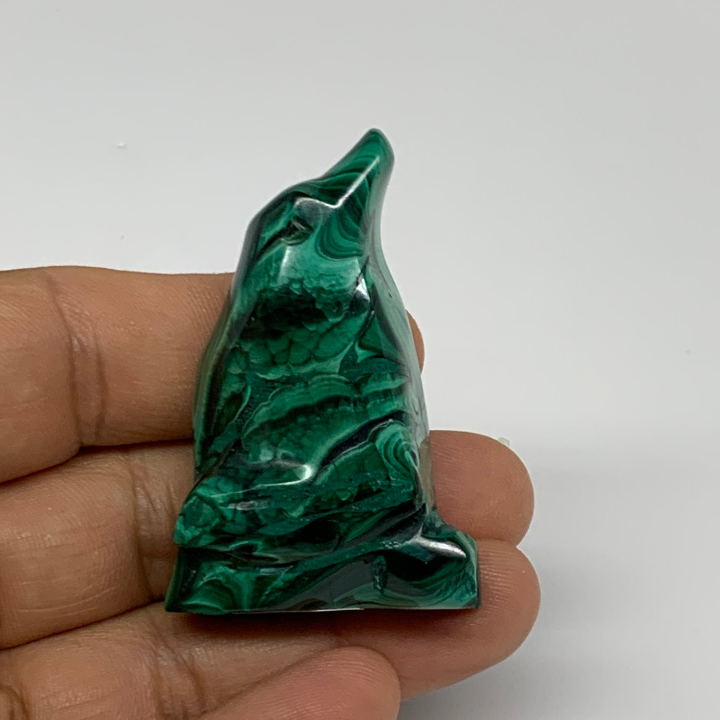 47.2g, 1.9"x1.2"x0.6" Natural Solid Malachite Penguin Figurine @Congo, B32728