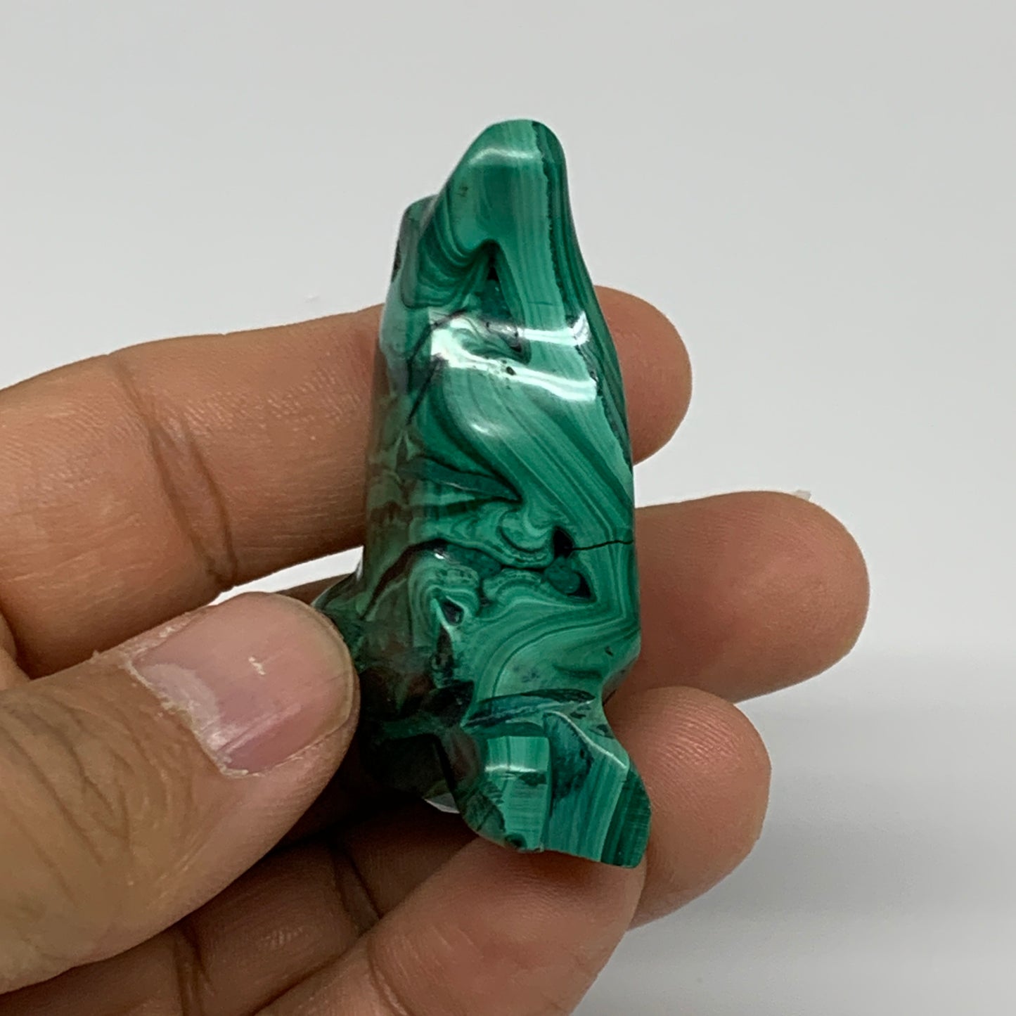 47.2g, 1.9"x1.2"x0.6" Natural Solid Malachite Penguin Figurine @Congo, B32728