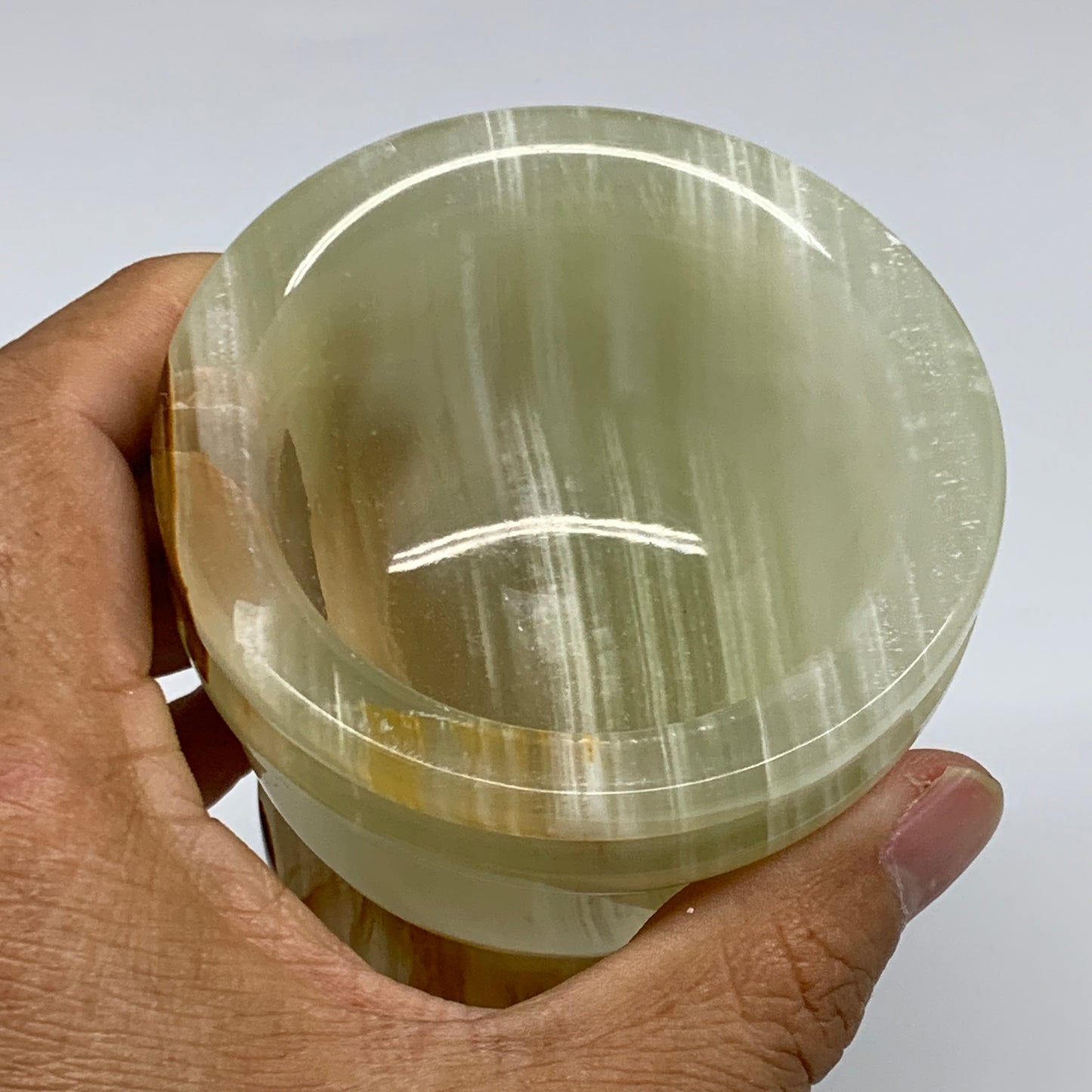 505g,  2.9"x2.9", Natural Green Onyx Crystal Pestle and Mortar Handmade, B32055