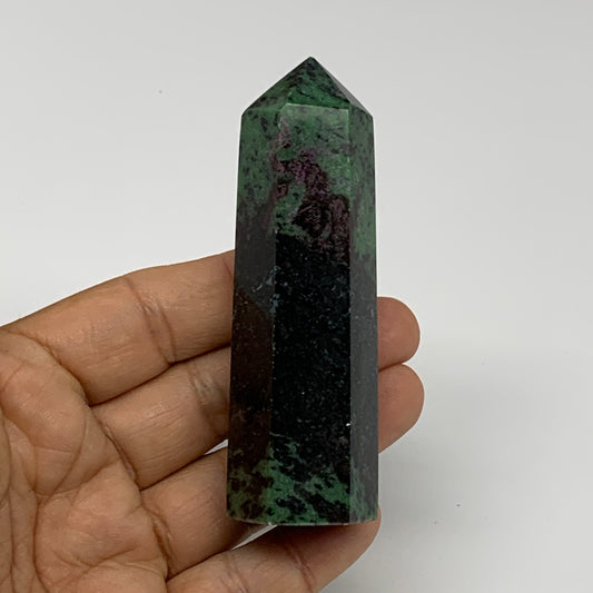 119.8g, 3.4"x0.9", Natural Ruby Zoisite Tower Point Obelisk @India, B31422