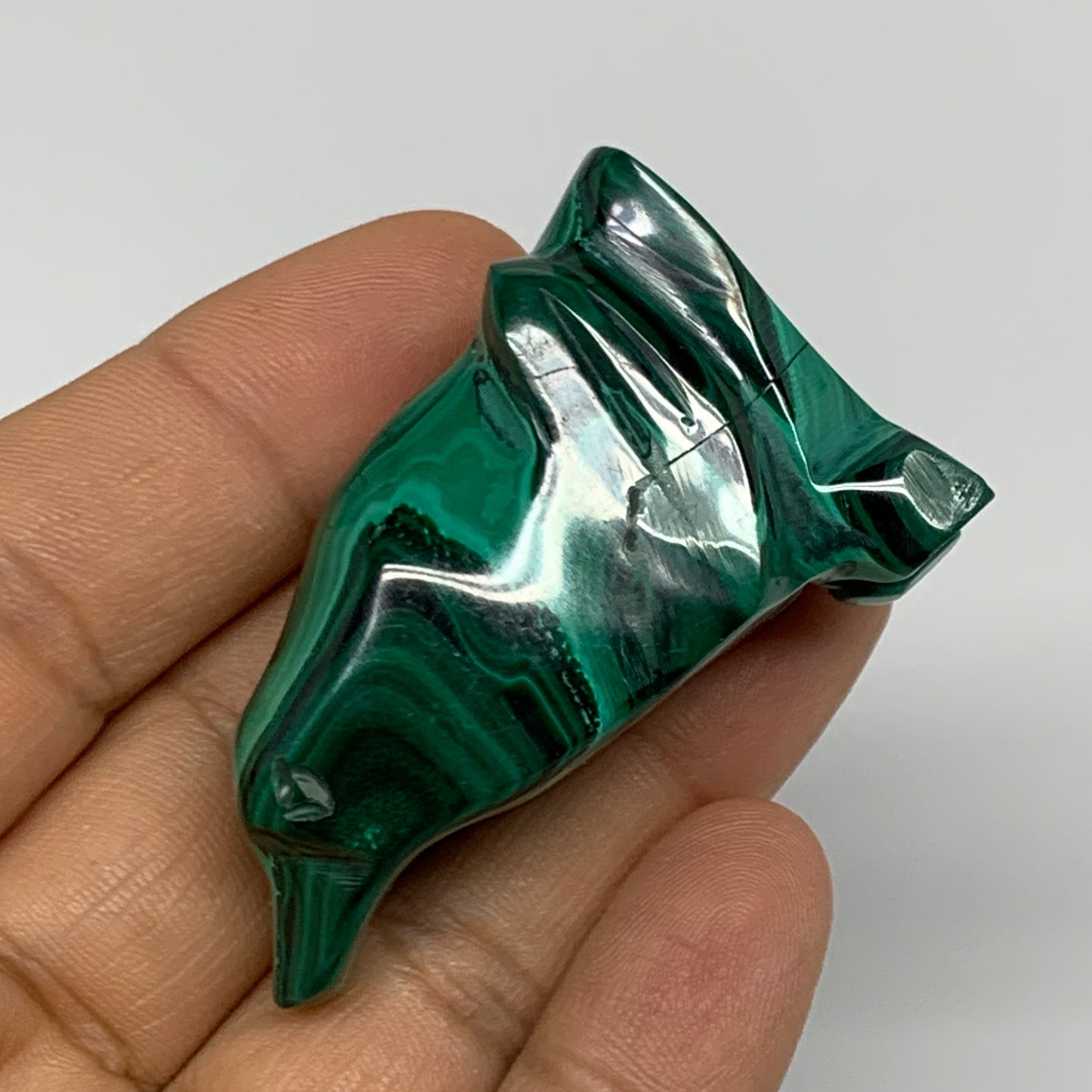 47.2g, 1.9"x1.2"x0.6" Natural Solid Malachite Penguin Figurine @Congo, B32728