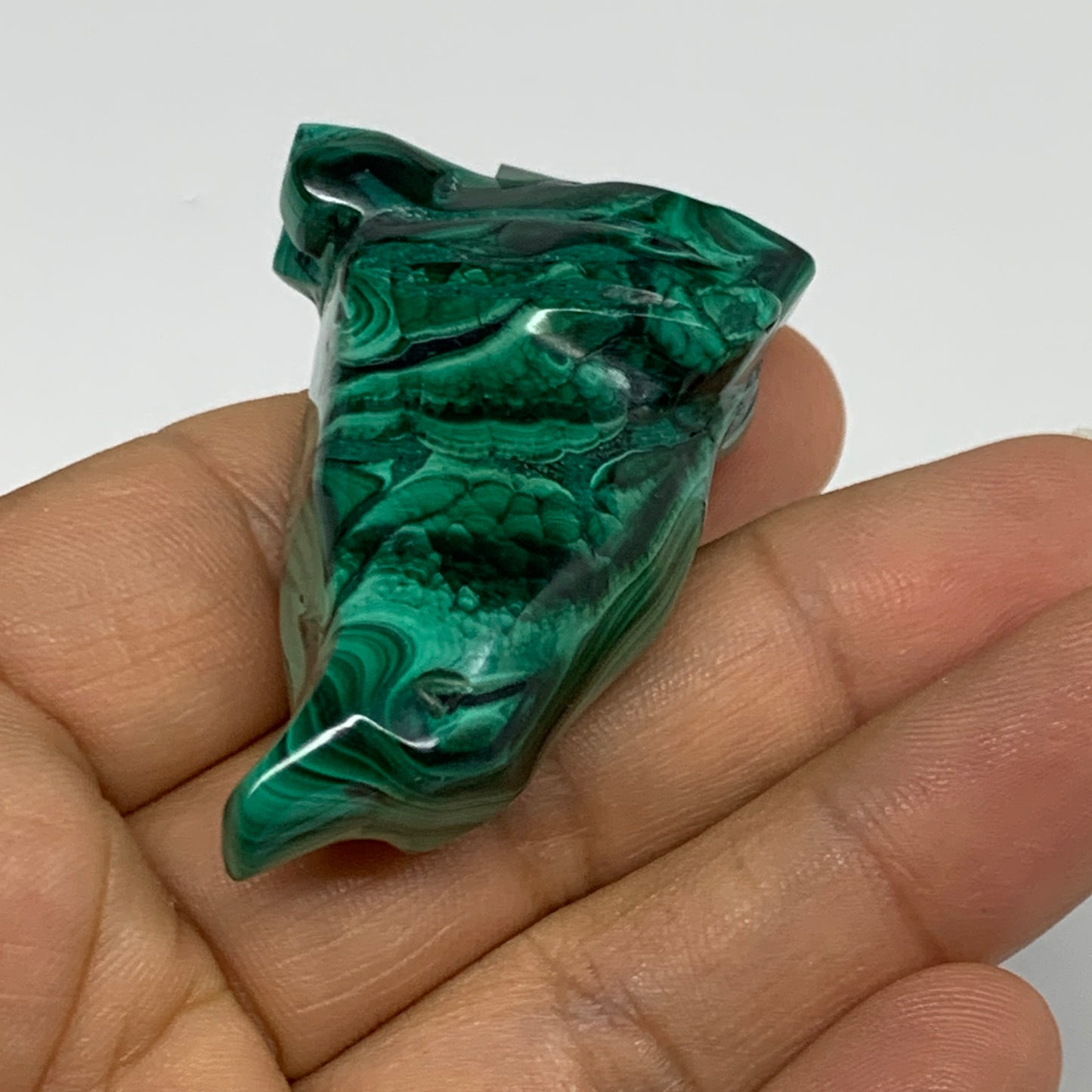 47.2g, 1.9"x1.2"x0.6" Natural Solid Malachite Penguin Figurine @Congo, B32728