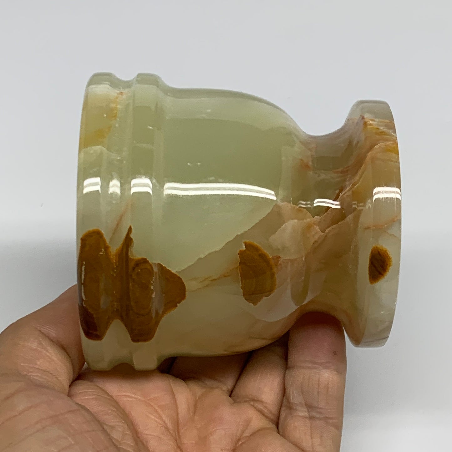 505g,  2.9"x2.9", Natural Green Onyx Crystal Pestle and Mortar Handmade, B32055