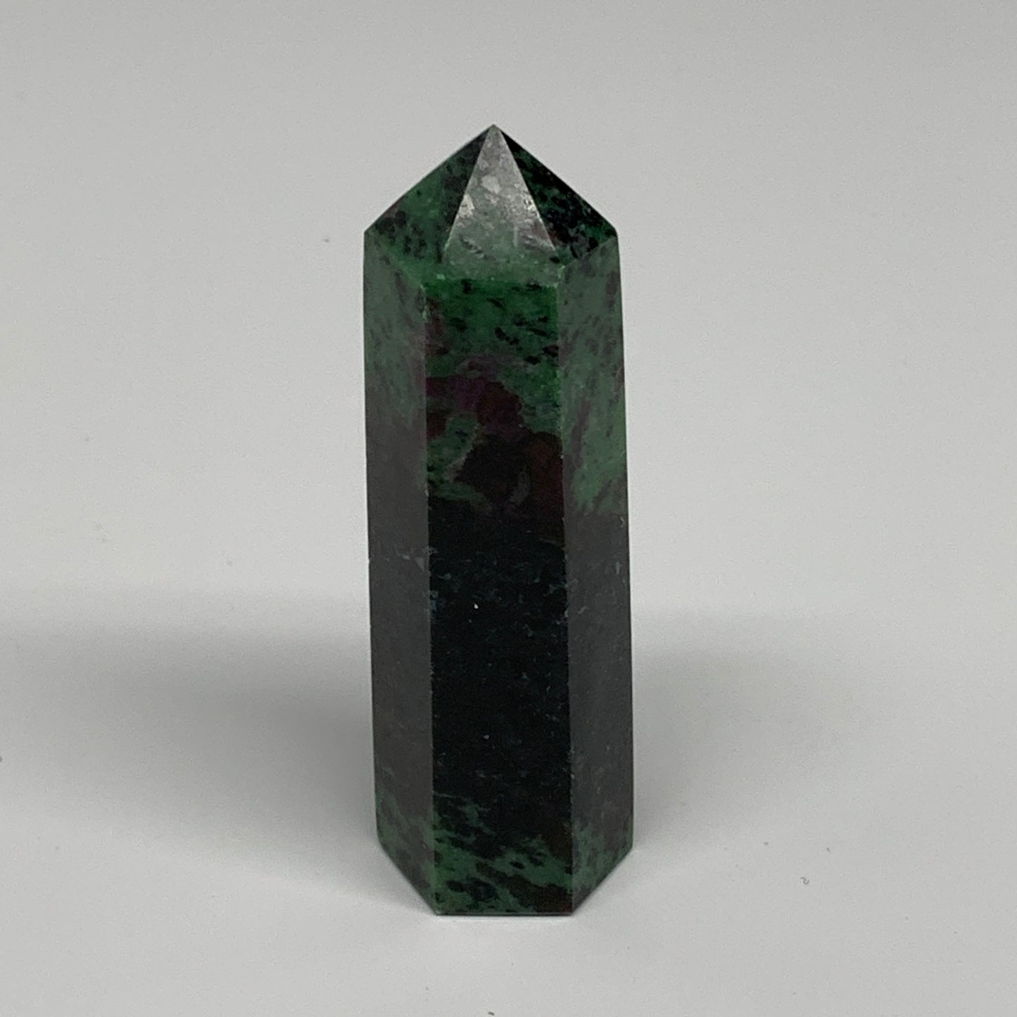 119.8g, 3.4"x0.9", Natural Ruby Zoisite Tower Point Obelisk @India, B31422