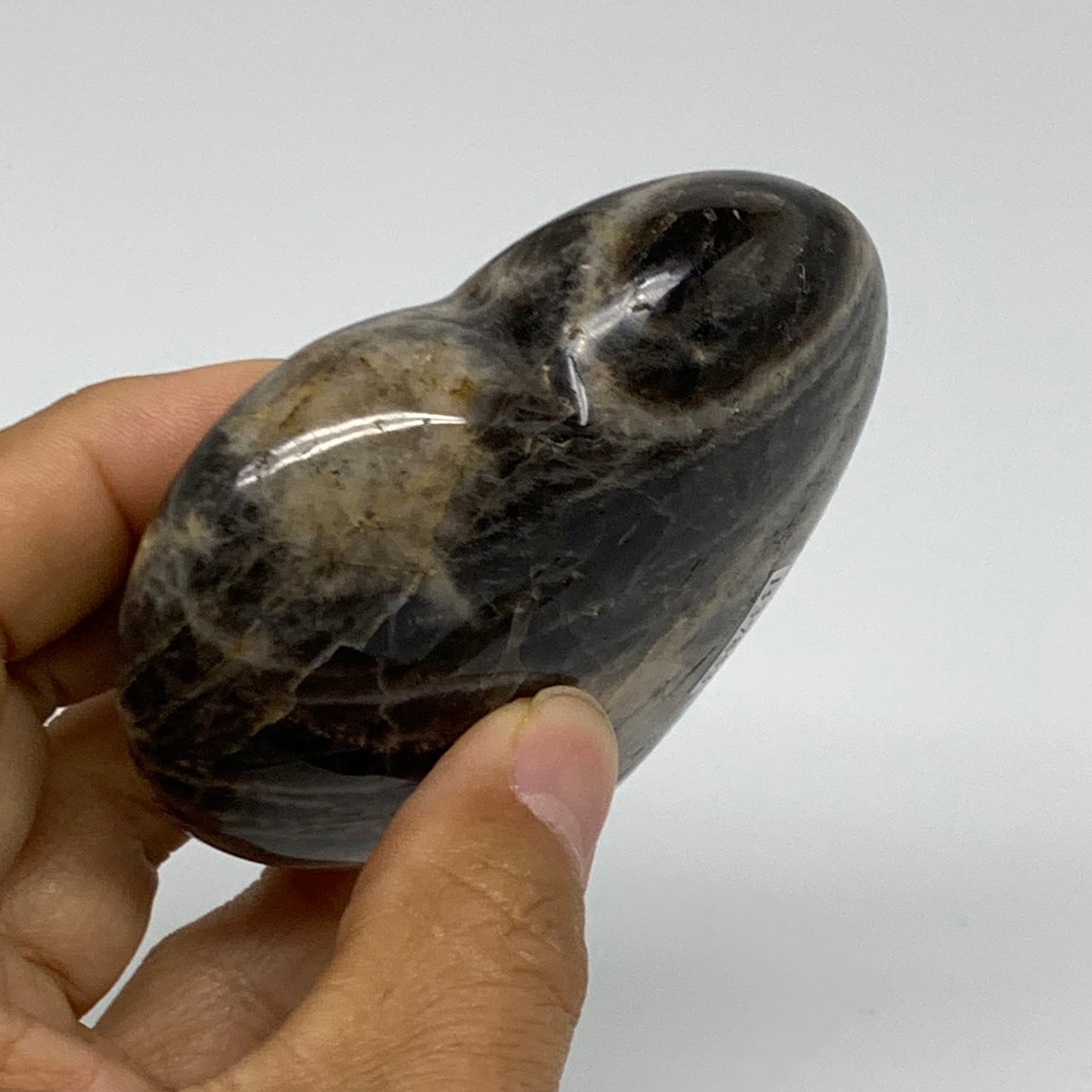 0.4 lbs, 2.8"x3.2"x1", Black Moonstone Heart Polished Crystal Decor, B37853