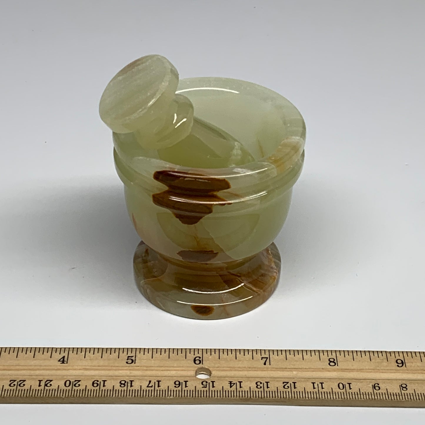 505g,  2.9"x2.9", Natural Green Onyx Crystal Pestle and Mortar Handmade, B32055