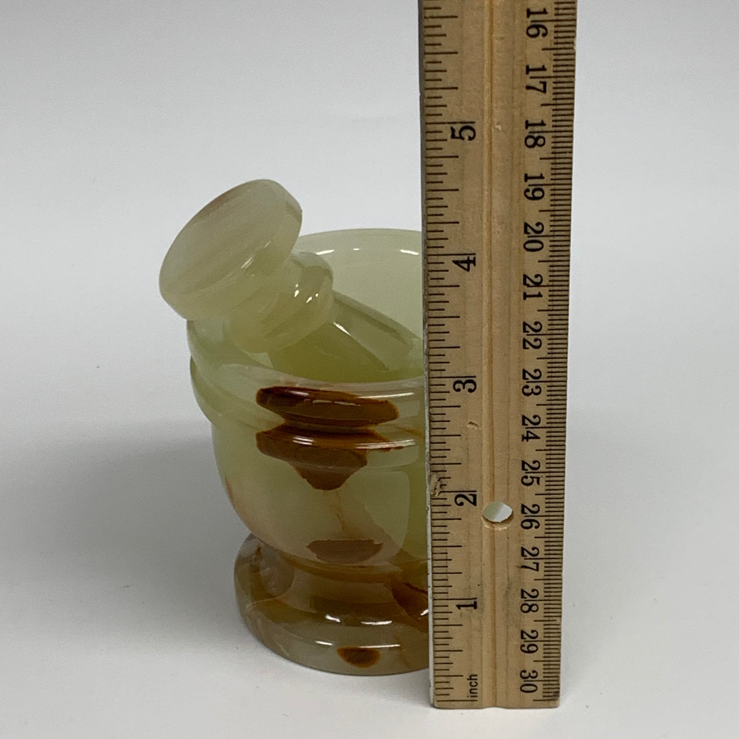 505g,  2.9"x2.9", Natural Green Onyx Crystal Pestle and Mortar Handmade, B32055