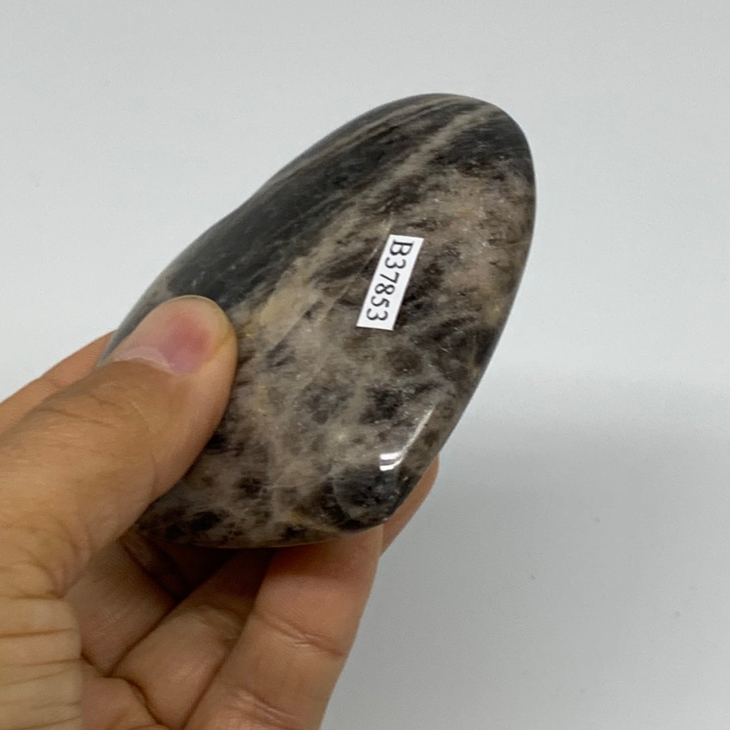 0.4 lbs, 2.8"x3.2"x1", Black Moonstone Heart Polished Crystal Decor, B37853
