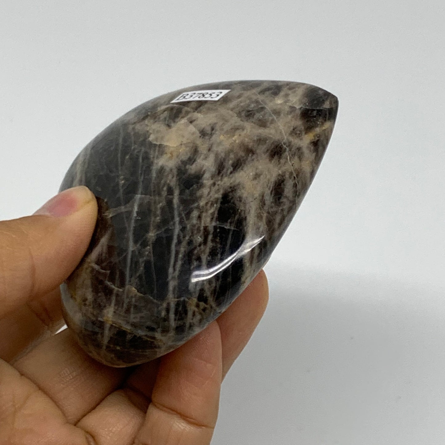 0.4 lbs, 2.8"x3.2"x1", Black Moonstone Heart Polished Crystal Decor, B37853
