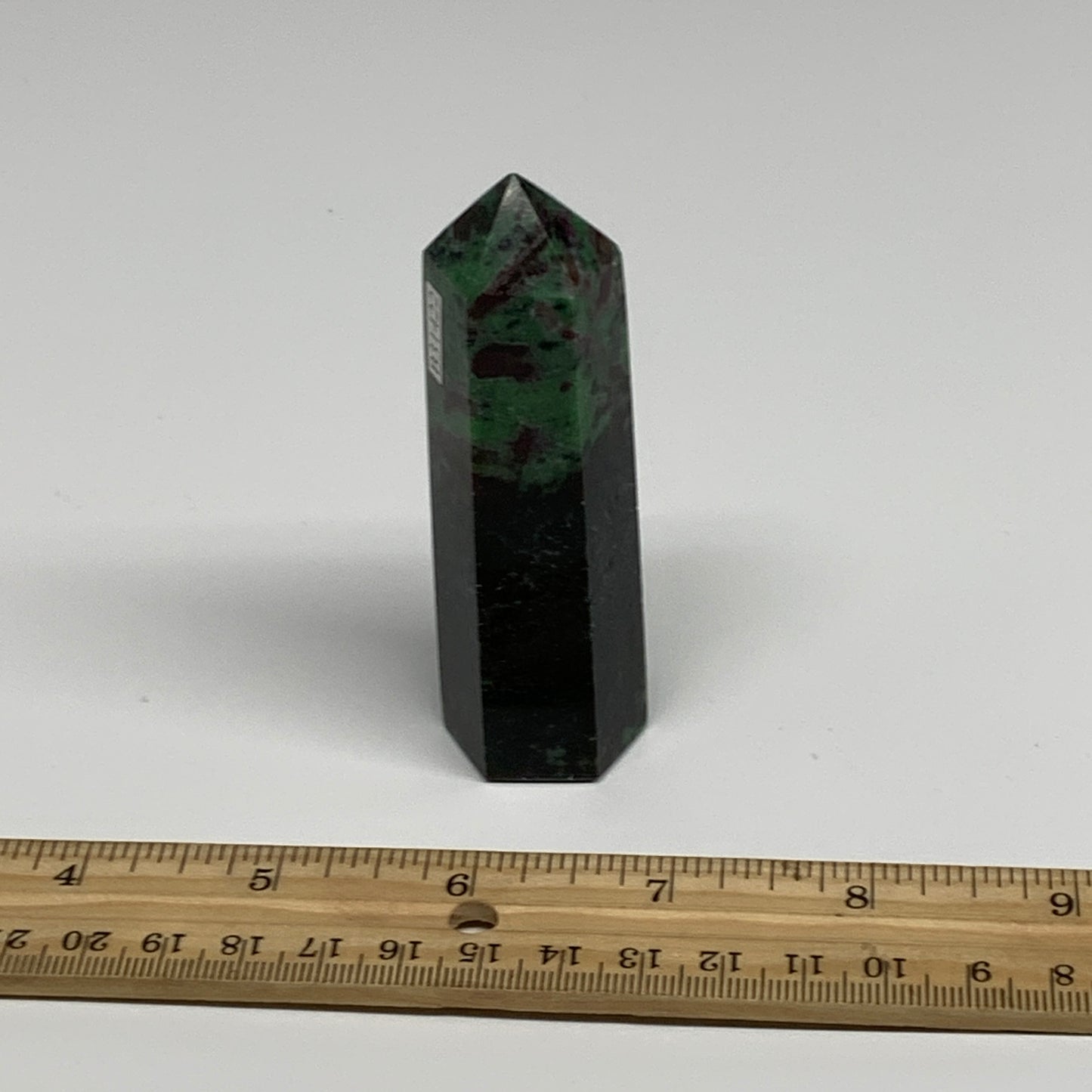 119.8g, 3.4"x0.9", Natural Ruby Zoisite Tower Point Obelisk @India, B31422