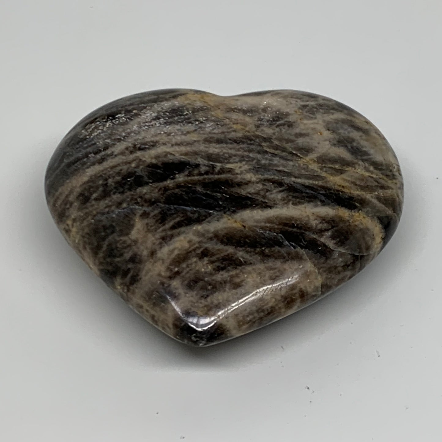 0.4 lbs, 2.8"x3.2"x1", Black Moonstone Heart Polished Crystal Decor, B37853