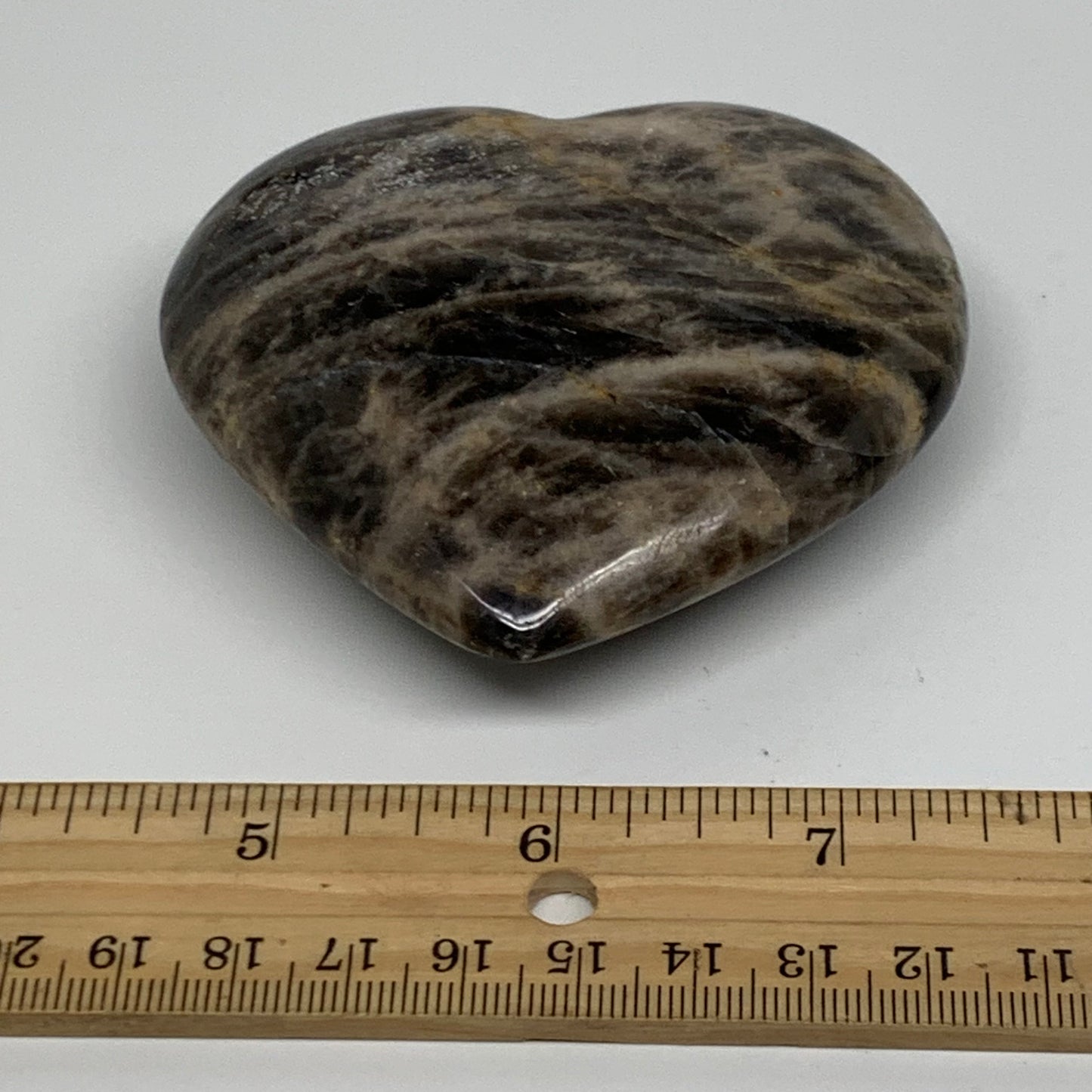 0.4 lbs, 2.8"x3.2"x1", Black Moonstone Heart Polished Crystal Decor, B37853